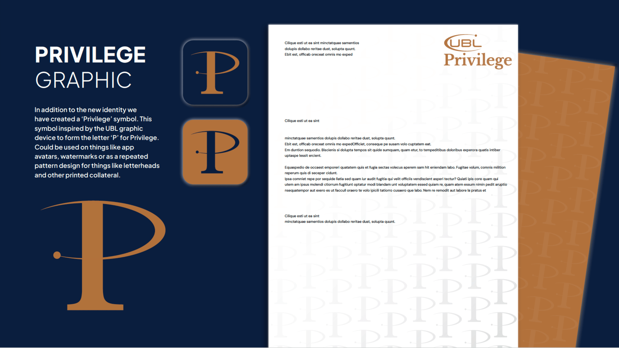 UBL Privilege Brand Development graphic letter head